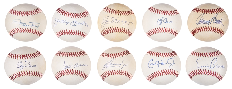 Hall of Famers & Stars Signed Baseball Collection (53 Different) Including Mickey Mantle, Joe DiMaggio, Sandy Koufax, Hank Aaron & More! (Beckett PreCert)